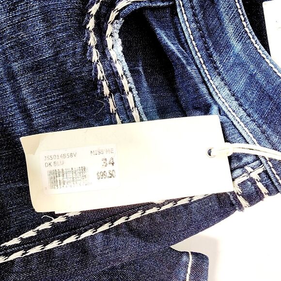 Miss Me Jeans Womens Sz 34x32 Chloe Bootcut Dark Wash Embroidered Bling Mid Rise - Picture 9 of 12